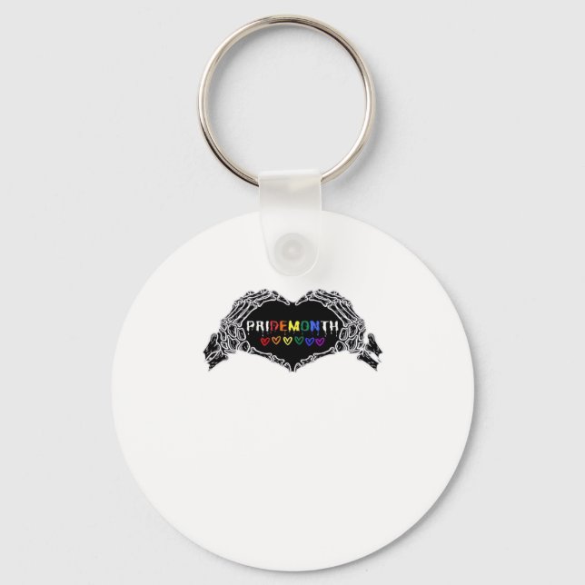 Month Skeleton Heart Hands LGBTQIA  Keychain (Front)