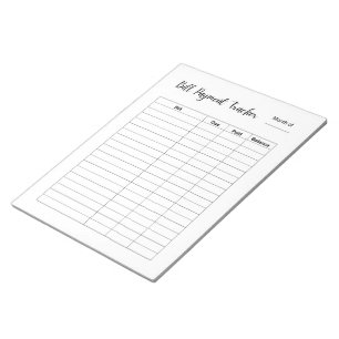 Monthly Bill Payment Tracker Notepad