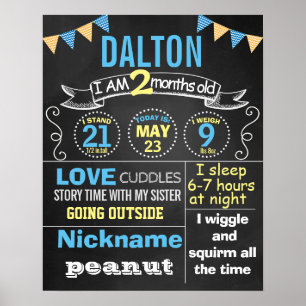 Monthly Birthday chalkboard sign poster banner