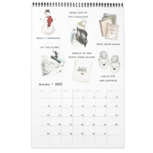 Monthly Bucket List Family Favourites Watercolor Calendar