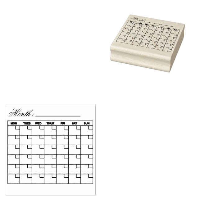  Monthly Calendar Planner Rubber Stamp (Stamped)