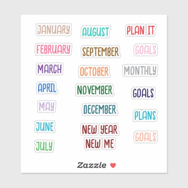 Monthly Decorative Customizable Planner Stickers (Sheet)
