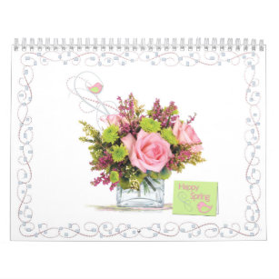Monthly Flower Bouquet and Card Calendar
