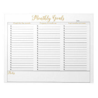 Monthly Goals Notebooks Notepad