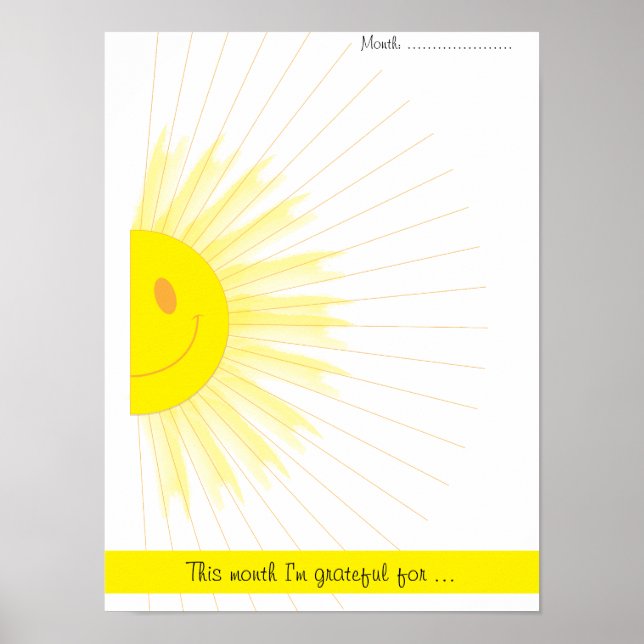Monthly Gratitude Mindfulness Rays of Sunshine Poster (Front)
