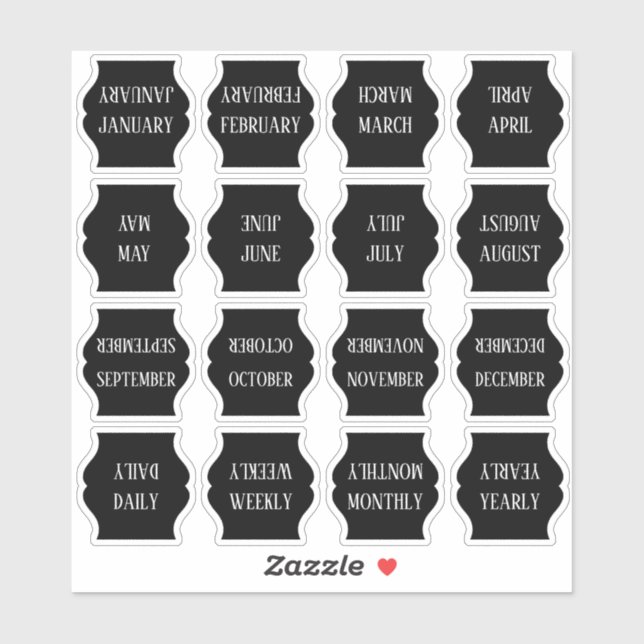 Monthly Index Tab Black Bujo Planner Foldable (Sheet)