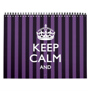 Monthly Personalized KEEP CALM Your Text Purple Calendar