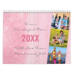 Monthly Photos To Do List 2022 Pink Ombre Shimmer Calendar