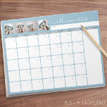 Monthly Planner - modern script and photo blue Notepad<br><div class="desc">A girly yet upscale design in fresh, cheerful colours. If you need to adjust the text or colours, click on the customize it button and make changes. Perfect to start the New Year and stay organized with this calendar. A perfect organization tool for any home office, mom or even a...</div>