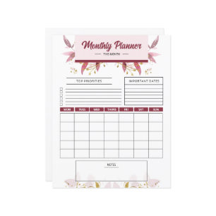 Monthly Planner Printable template