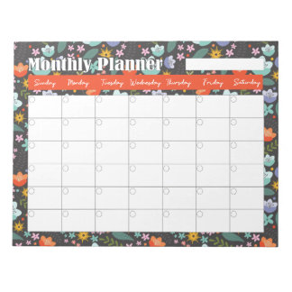 Monthly Planner Spring Colorful Flowers Notepad