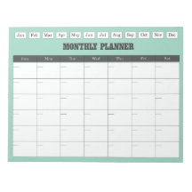 Monthly Planner Teal Simple Calendar