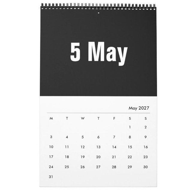 Months in White ~ 2025 Calendar (May 2027)