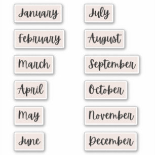 Months of the Year Bullet Journal Stickers   Pink