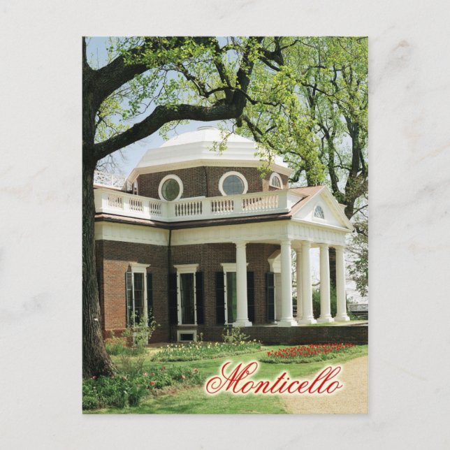 Monticello, Jefferson's Home, Virginia Postcard (Front)