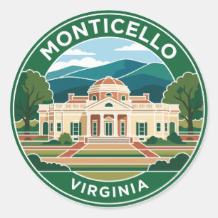Monticello Virginia Classic Round Sticker