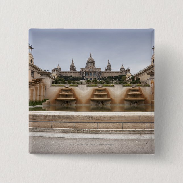 Montjuc Fortress 2 Inch Square Button (Front)