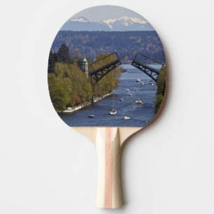 Montlake Bridge and Cascade Mountains Ping Pong Paddle