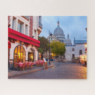 Montmartre in Paris, France Old Street Cafe Jigsaw Puzzle