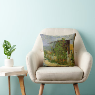 Montmartre Path and Sunflowers by Vincent van Gogh Throw Pillow