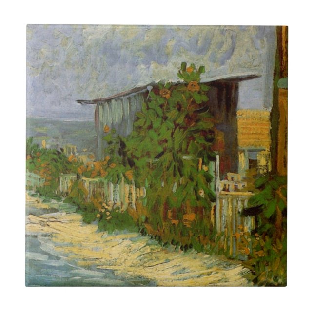Montmartre Path and Sunflowers by Vincent van Gogh Tile (Front)