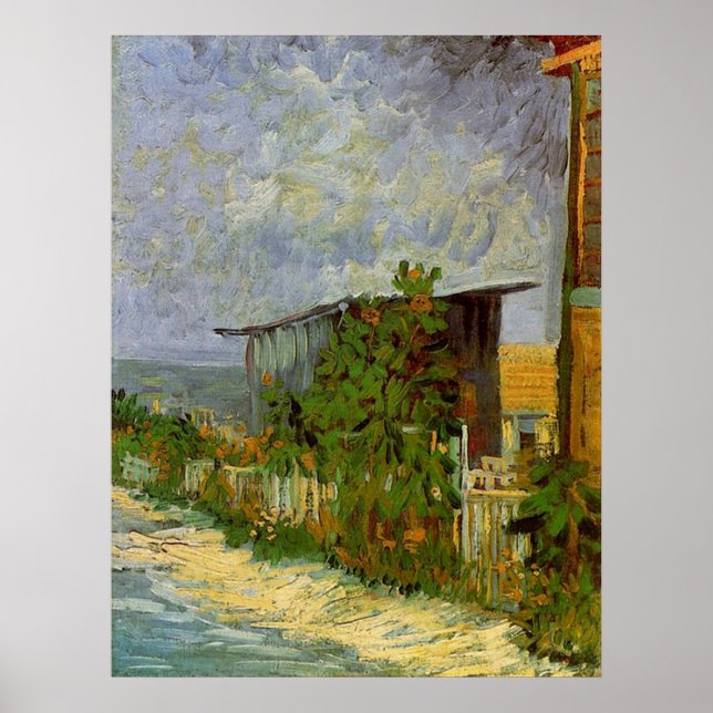 Montmartre Path with Sunflowers by Van Gogh. Poster (Front)