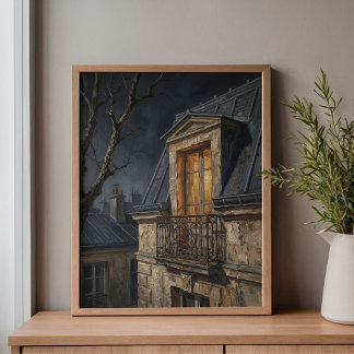 Montmartre Solitary Window Art Canvas Print