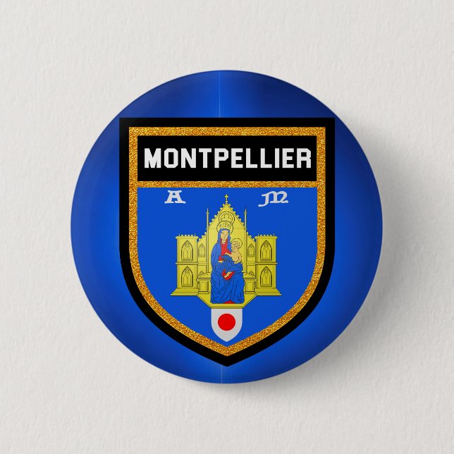 Montpellier Flag 2 Inch Round Button (Front)