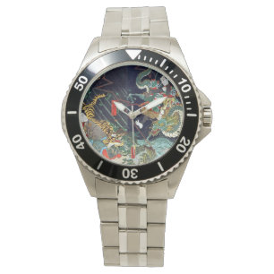 Montre 龍 虎, 豊 国 Dragon & Tiger, Toyokuni, Ukiyo-e