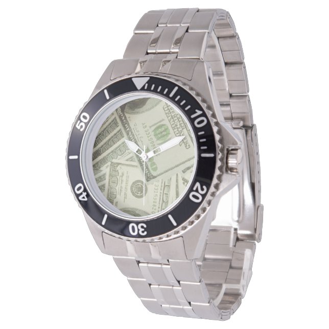 Montre 100$ Bill Oversize Gold Bracelet Watch (Incliné)