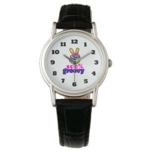 Montre 100% Groovy Rainbow Hand Peace Sign