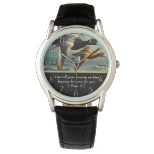 Montre 1 Pierre 5:7 Croix de la foi chrétienne avec des c