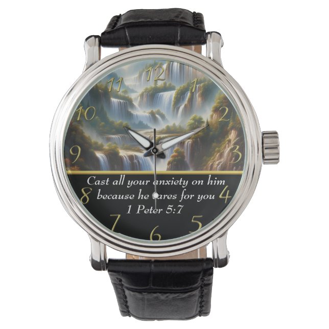 Montre 1 Pierre 5:7 La foi chrétienne a cascade (devant)