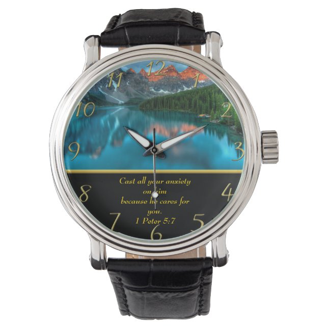 Montre 1 Pierre 5:7 lac de montagne  (devant)