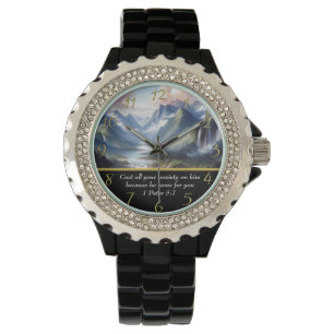 Montre 1 Pierre 5:7 lac de montagne
