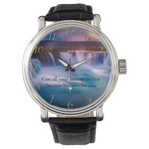 Montre 1 Pierre 5:7 Prière pour la foi chrétienne d'or