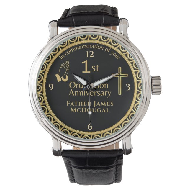 Montre 1er anniversaire d'Ordination prêtre PERSONNALISÉ (devant)