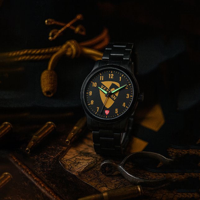 Montre 1st Cavalry Division Veteran Black (1st Cavalry Division Black Stainless Steel Wristwatch)