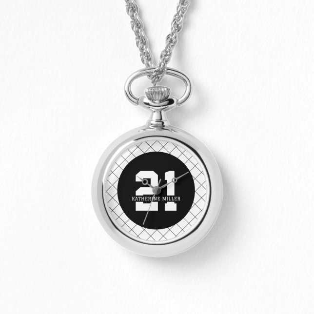 Montre 21e anniversaire personnalisé Moderne et élégant (Recto)