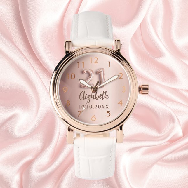 Montre 21e anniversaire rose nom or (Créateur téléchargé)