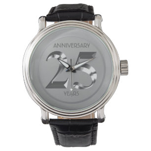 Montre 25e anniversaire de Mariage en argent métallique