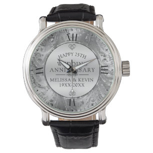 Montre 25e anniversaire Mariage cadre floral brillant
