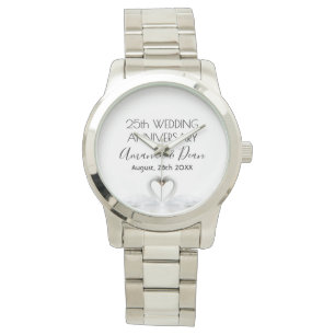 Montre 25e anniversaire mariage cygne blanc noms