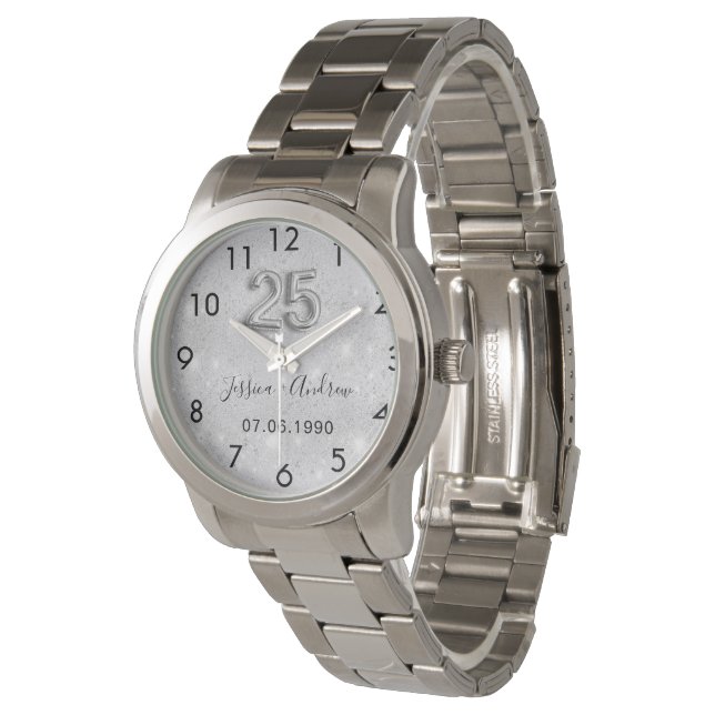 Montre 25e anniversaire mariage parties scintillant argen (Incliné)