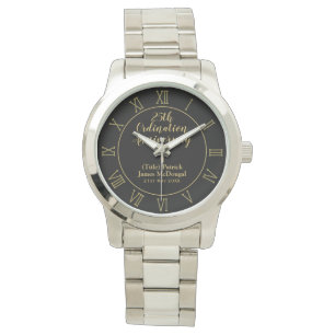Montre 25e Ordination Anniversaire Prêtre Cadeau Customis