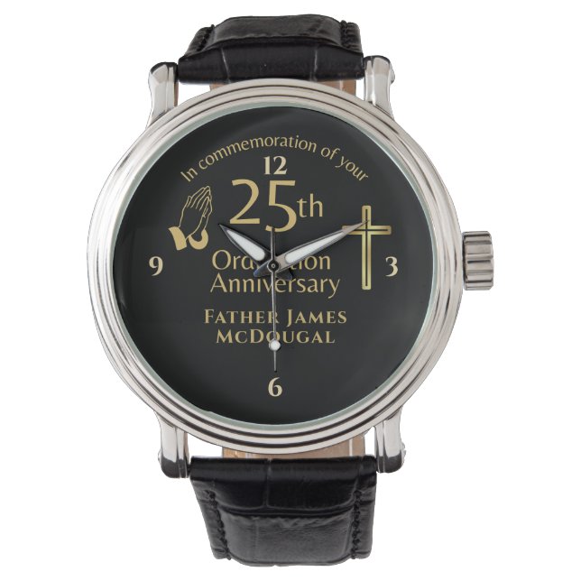 Montre 25E Ordination Anniversaire Prêtre PERSONNALISÉ (devant)