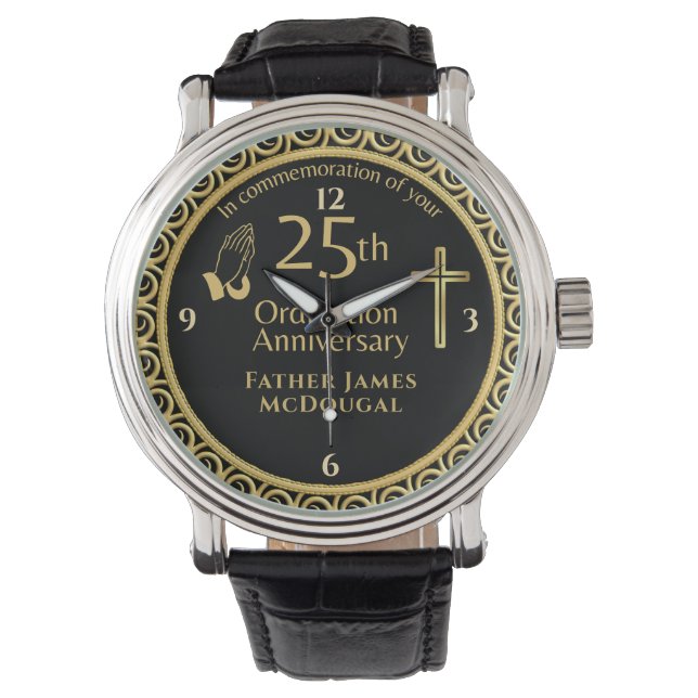 Montre 25E Ordination Anniversaire Prêtre PERSONNALISÉ (devant)