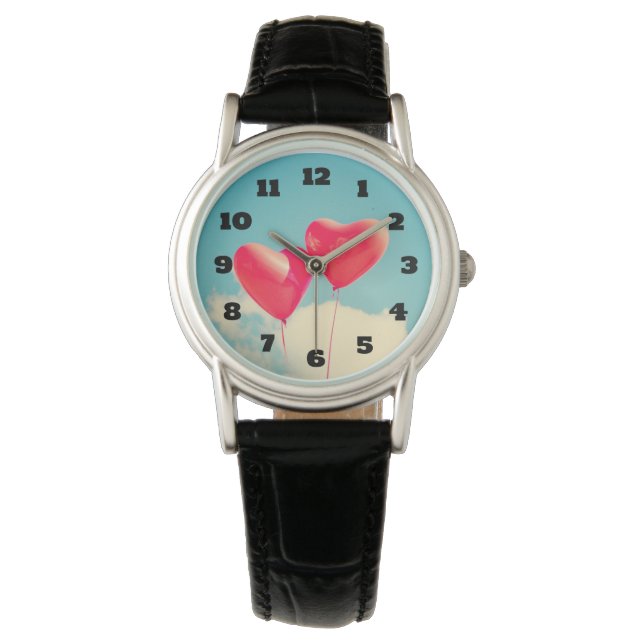 Montre 2 Ballons en forme de coeur rouge brillant flottan (devant)