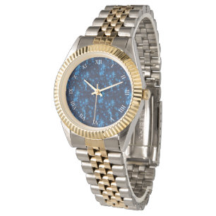 Montre 2 Tons Unisex Bleu Profond & Flakes De Neig