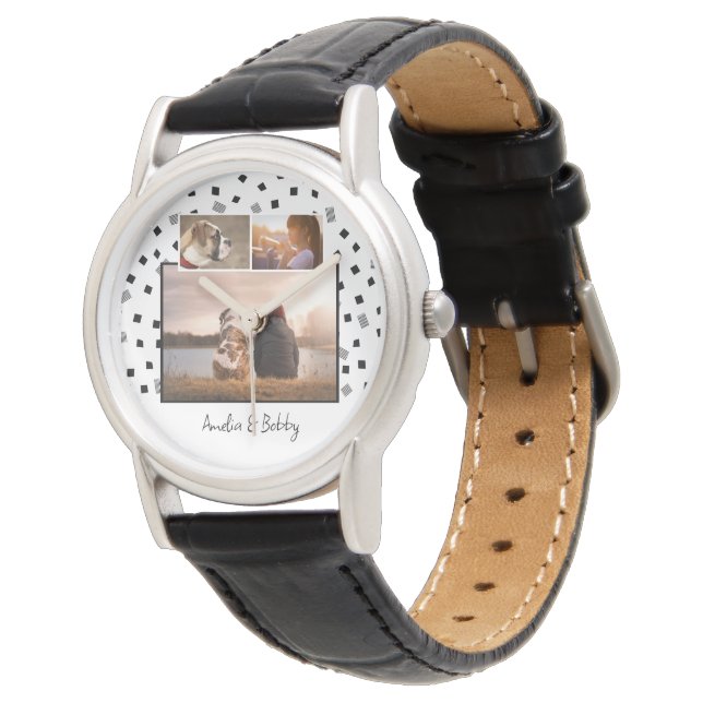 Montre 3 Photo Collage moderne noir blanc Motif (Incliné)